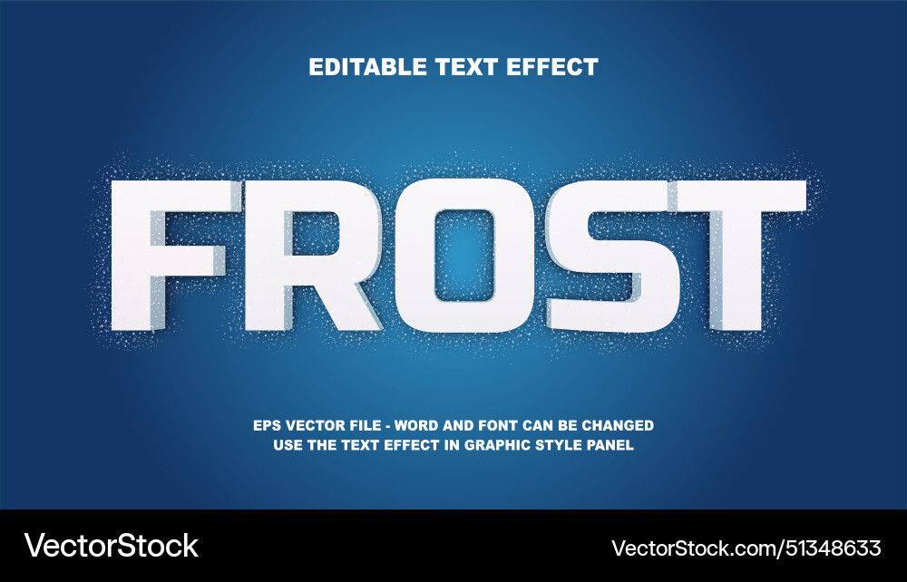 Editable text effect frost 3d template vector image