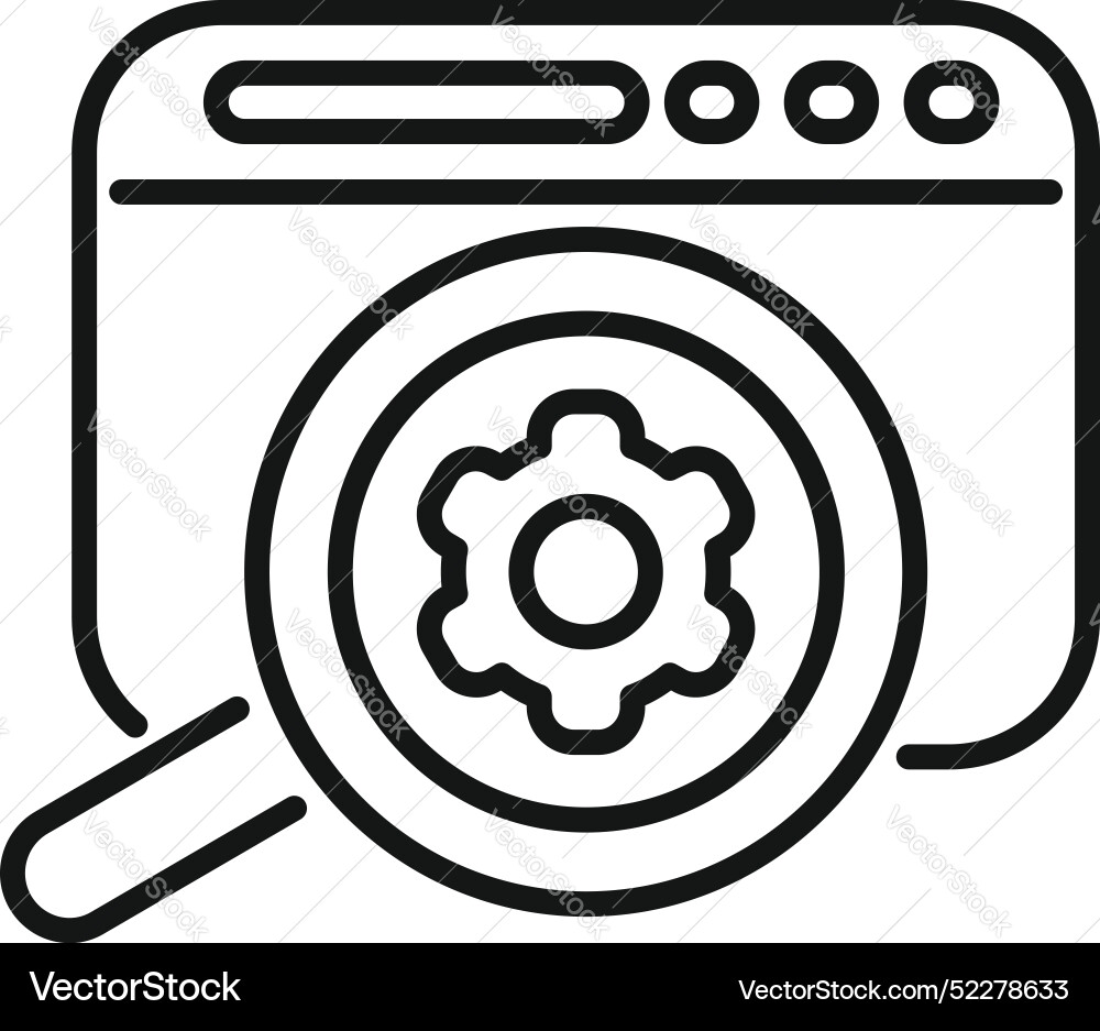 Magnifying glass exploring web page settings Magnifying glass exploring web page settings vector image