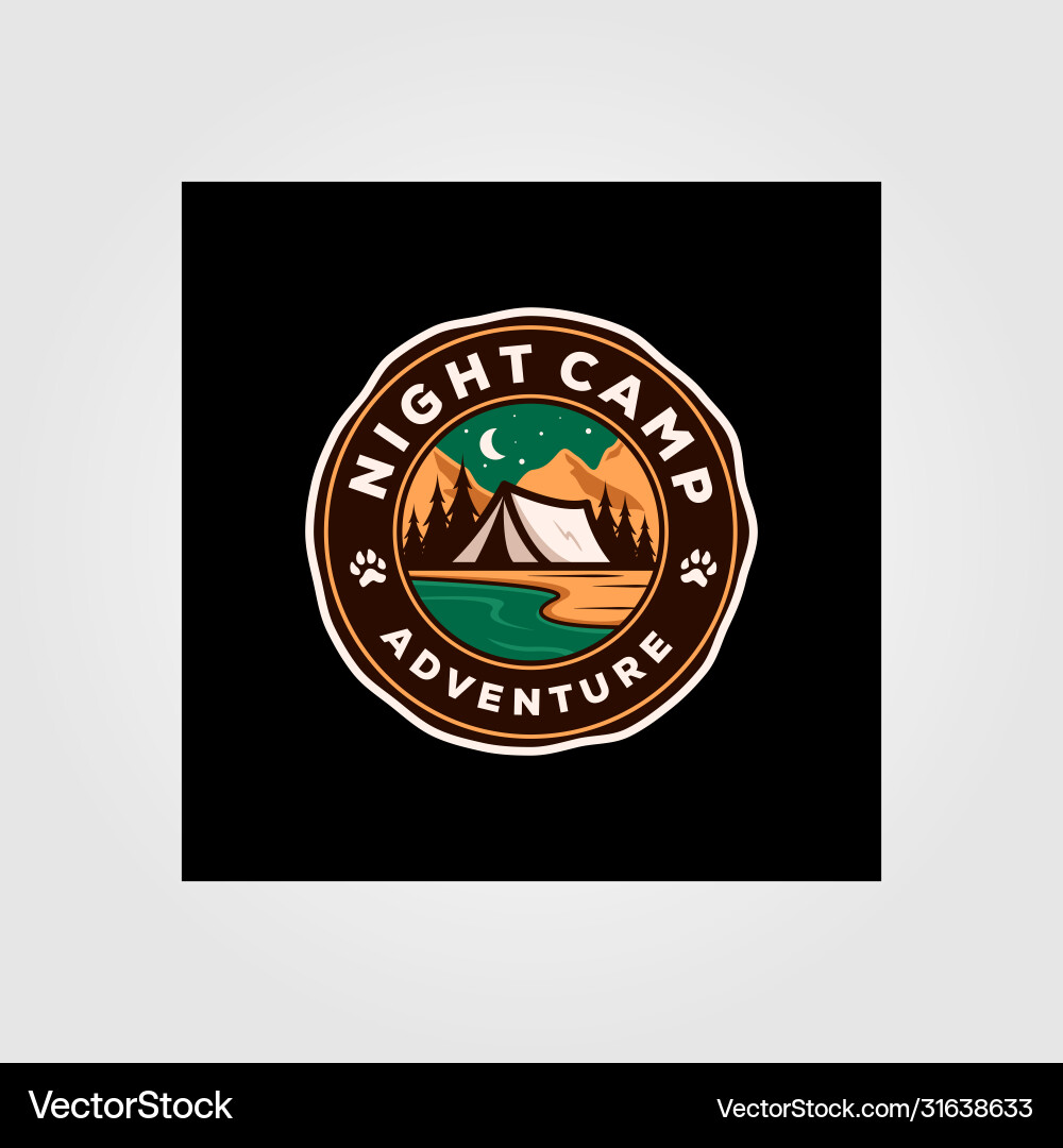 Night camp adventure logo outdoor emblem design vector image