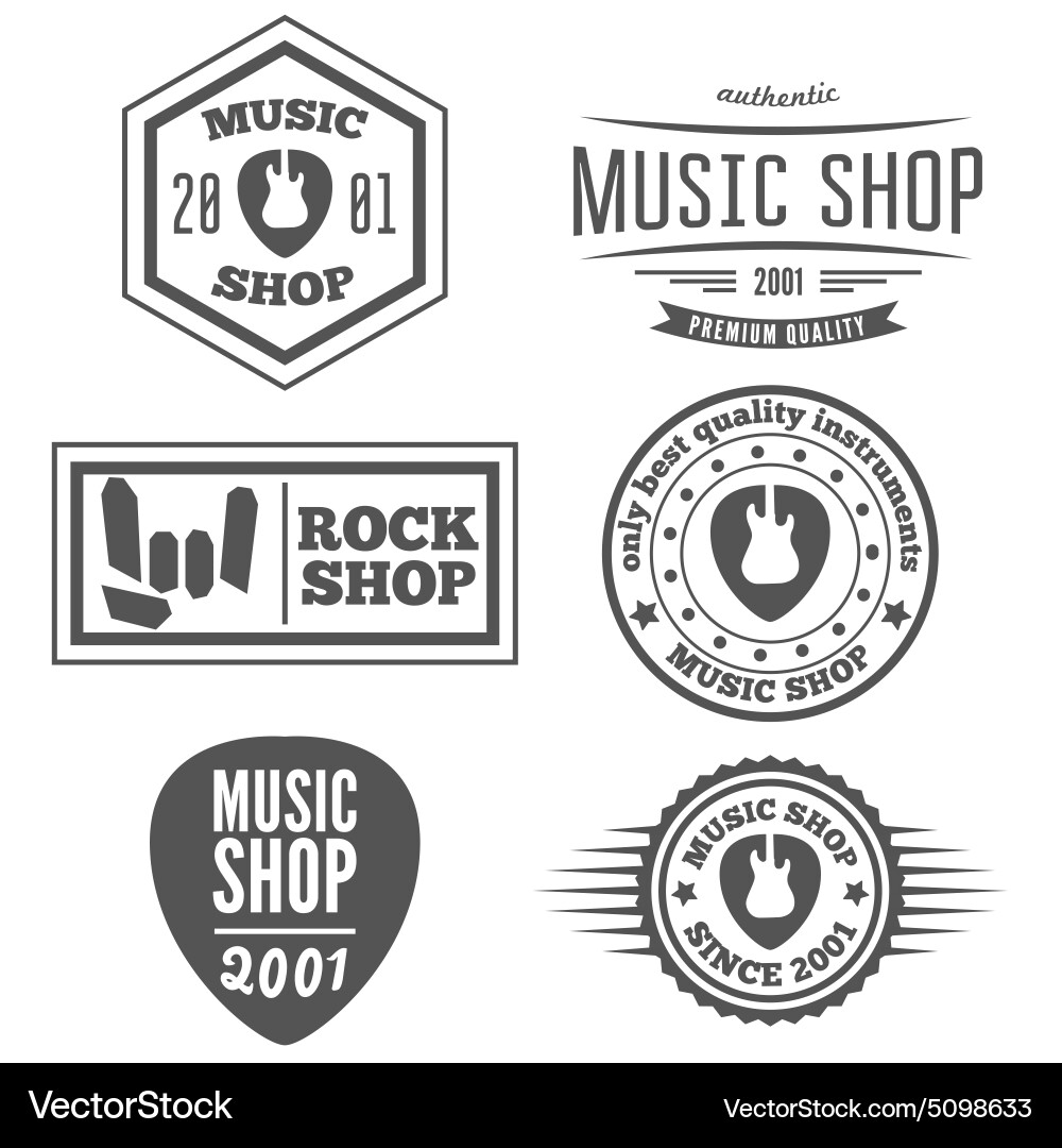 Vintage Music & Guitar Badges Vector Image
