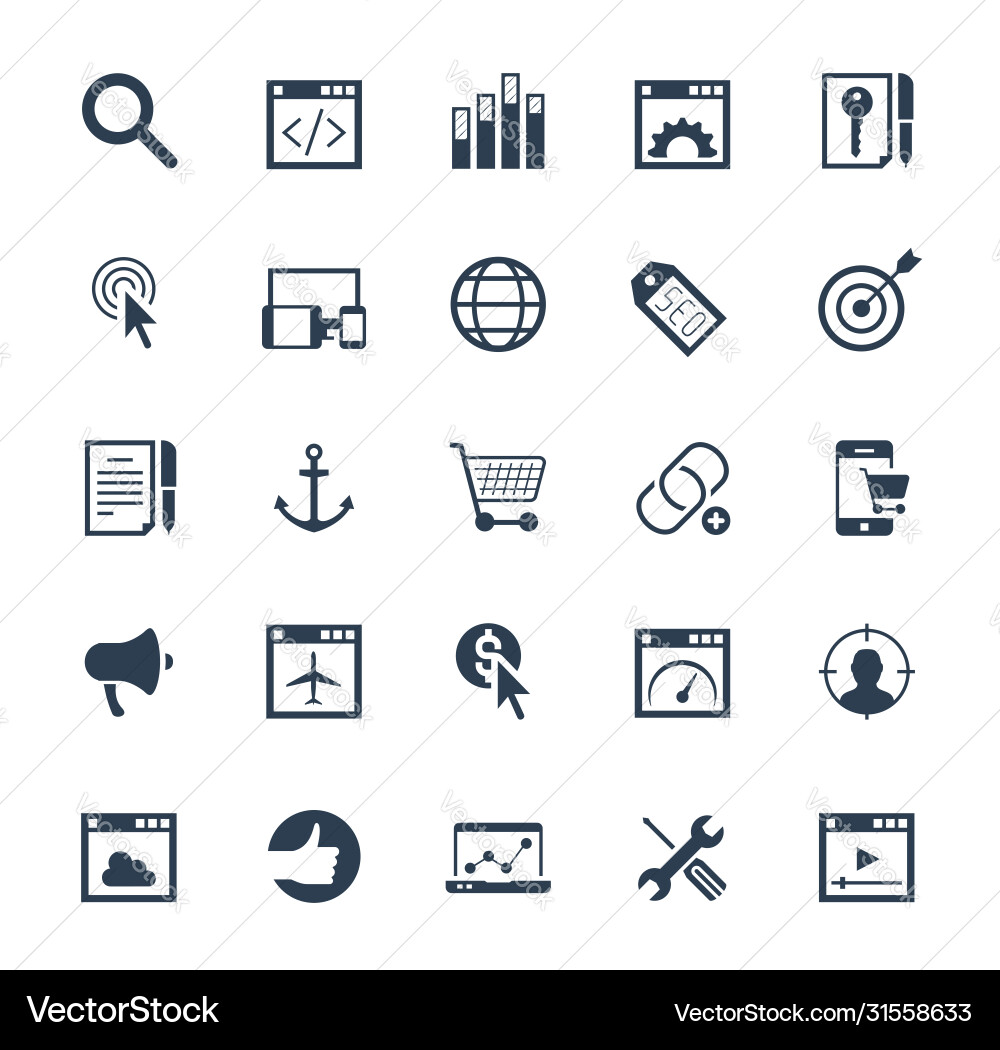 Web icons set - search engine optimization or seo Web icons set - search engine optimization or seo vector image