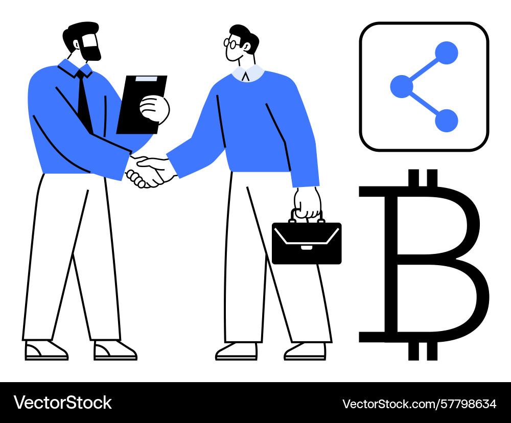 Business agreement featuring bitcoin and digital – Royalty-Free Vector |  VectorStock