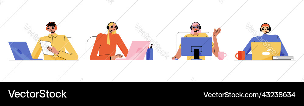 Customer support service operators with headset Customer support service operators with headset Vector Image