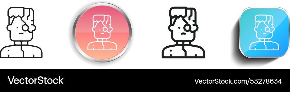 Cyborg icon thin linear regular and button style vector image