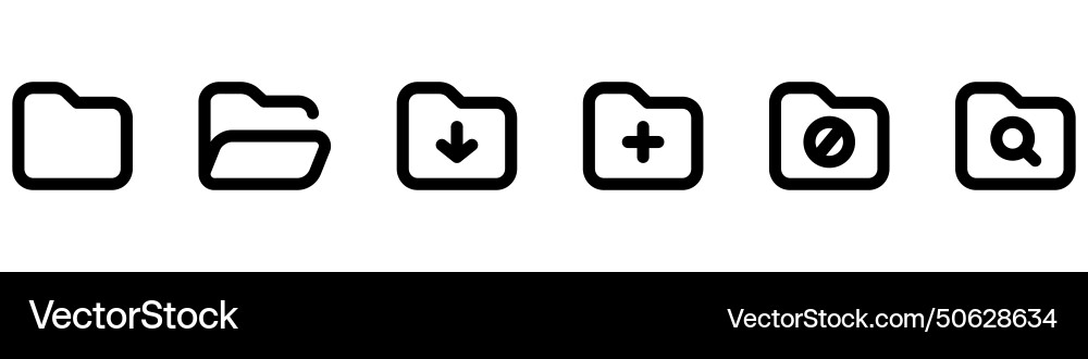 Folders flat line icons set file catalog document Folders flat line icons set file catalog document vector image