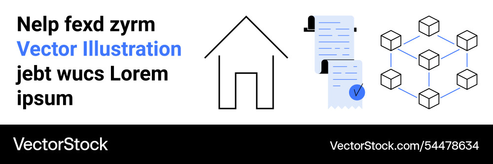 Home and blockchain concept with random text Home and blockchain concept with random text Vector Image