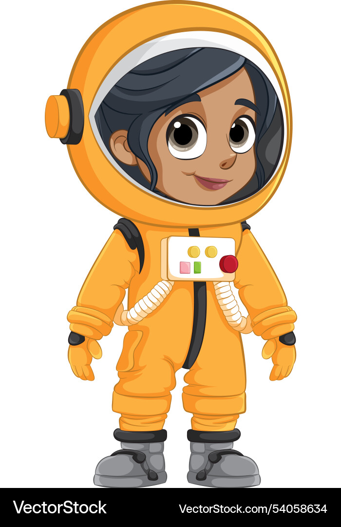 Smiling astronaut in an orange spacesuit Smiling astronaut in an orange spacesuit vector image