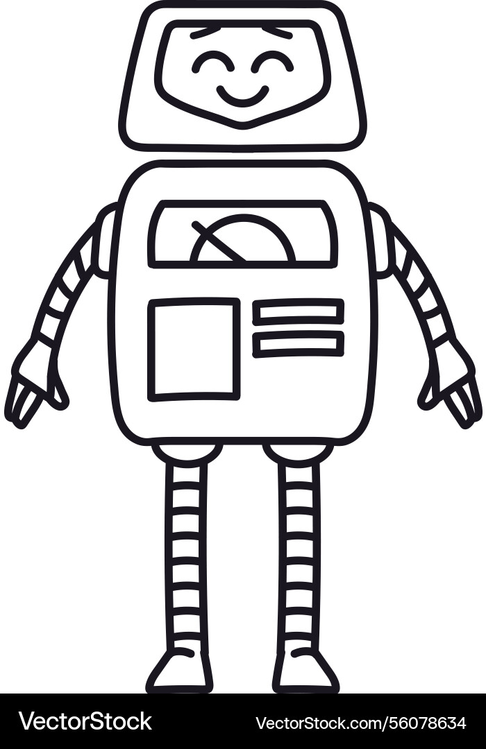 Smiling robot sketch Smiling robot sketch vector image
