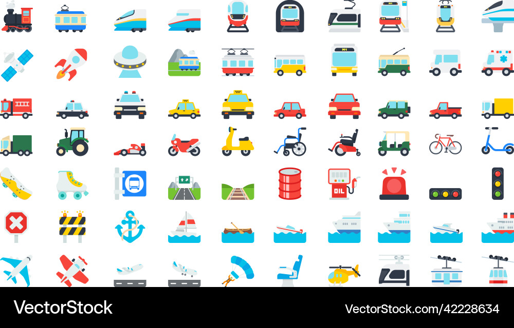 Transport emoji set vector image