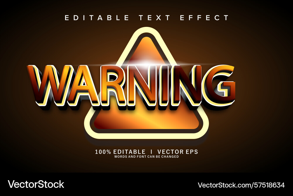 Warning text effect with modern style design Warning text effect with modern style design vector image