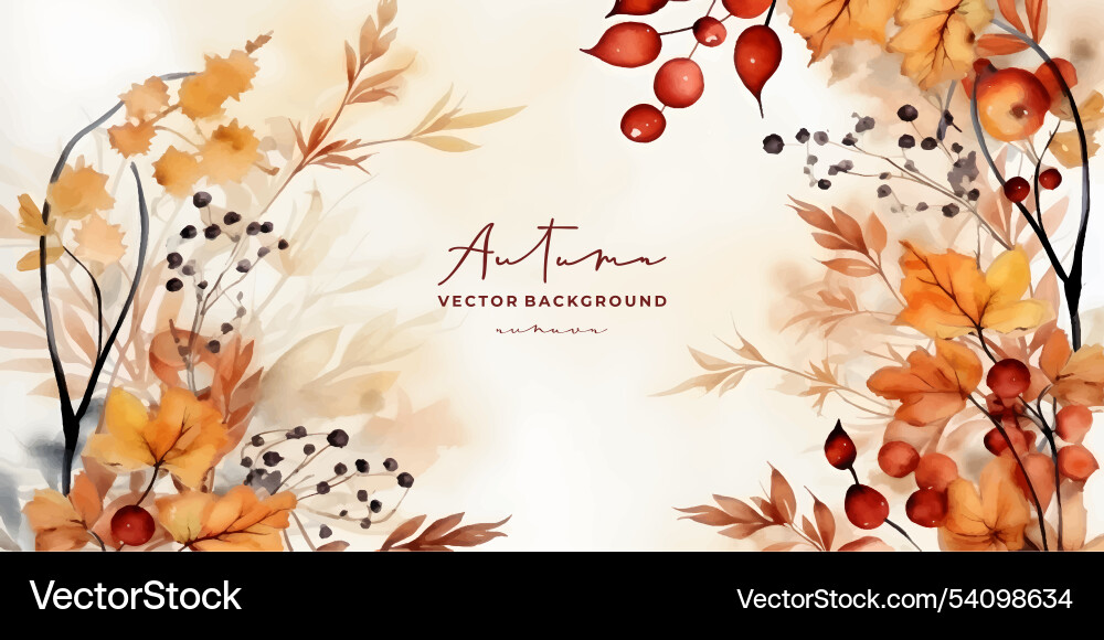 Watercolor Autumn Harvest Background Vector Image