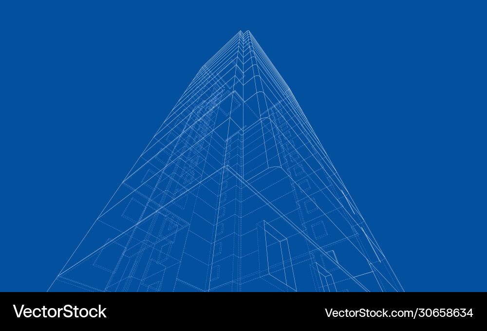 Wire-frame model a multi-storey building Wire-frame model a multi-storey building Vector Image