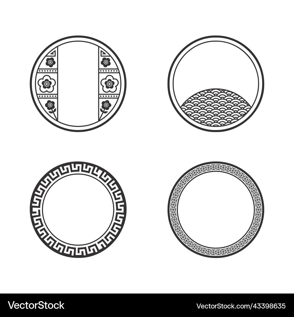 Chinese Pattern Frame Set vector image