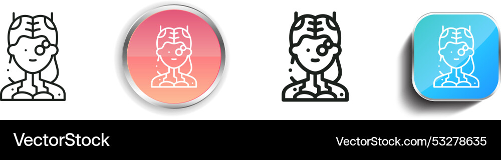 Cyborg icon thin linear regular and button style vector image