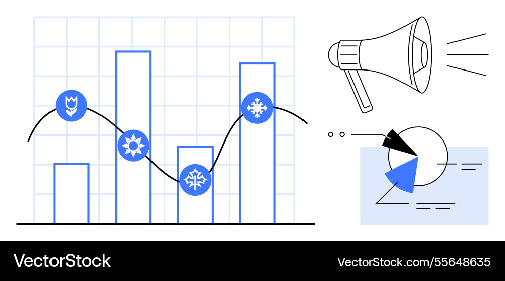 Data trends with seasonal changes and marketing Vector Image
