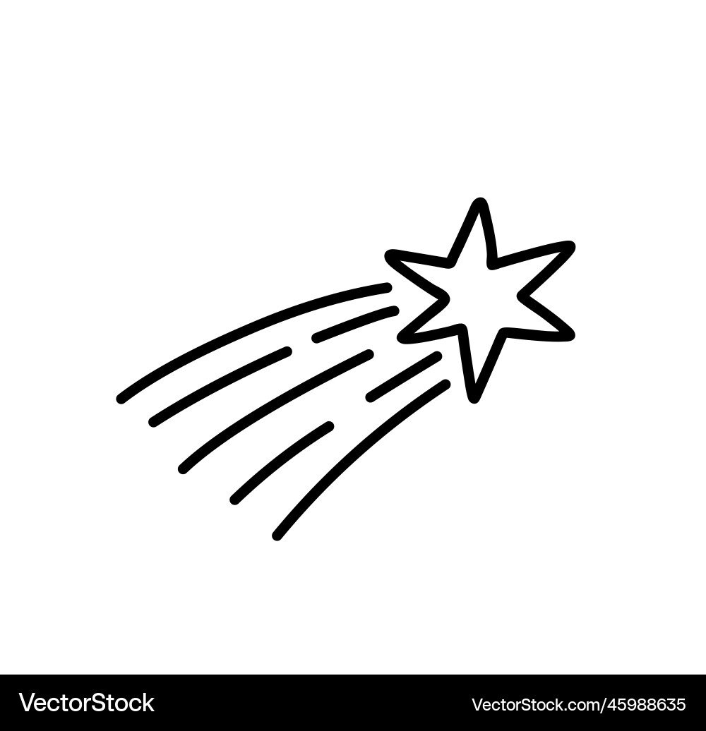 Doodle shooting star isolated on white background Doodle shooting star isolated on white background vector image