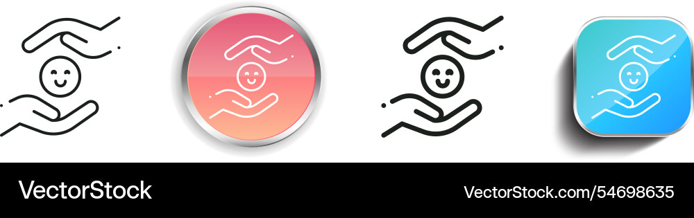 Happiness icon thin linear regular and button Happiness icon thin linear regular and button Vector Image