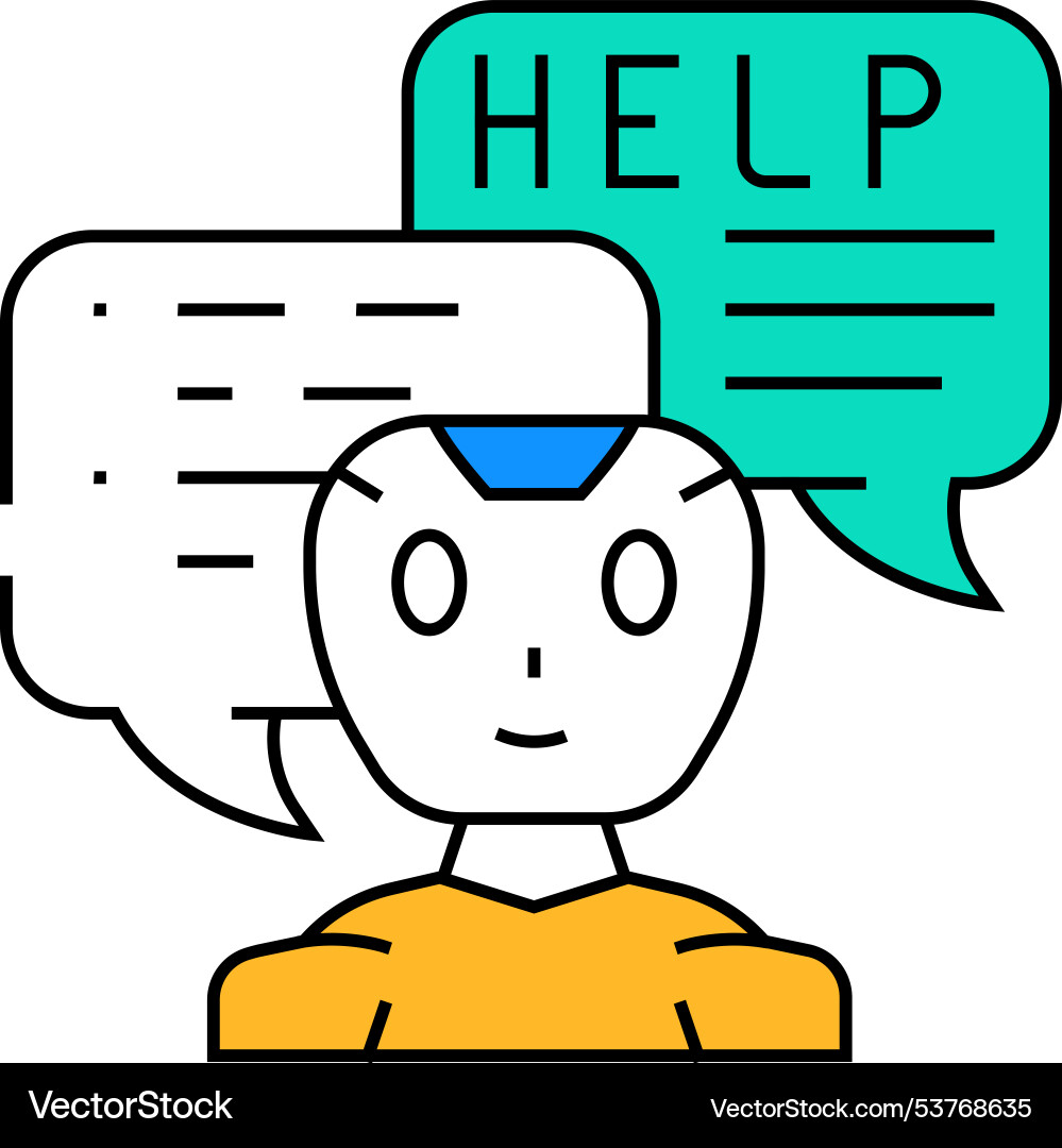 Help chat bot icon color vector image