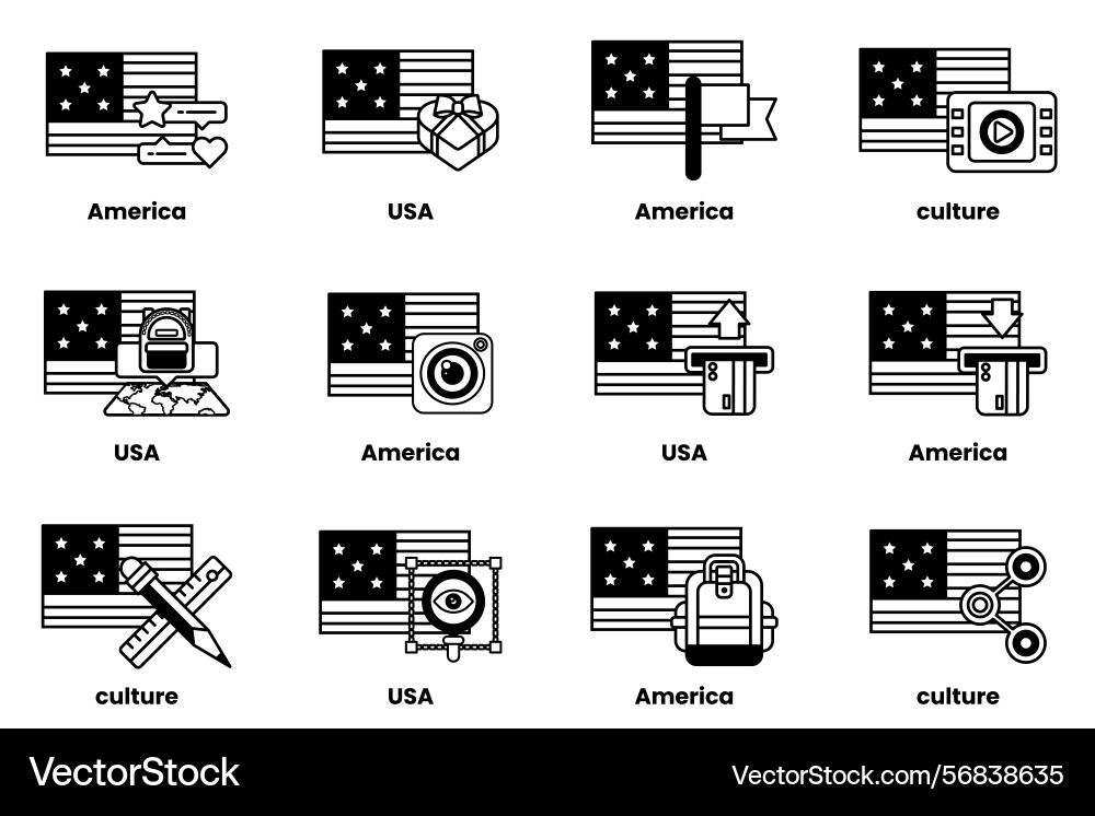 Image is a set of twelve different flags Image is a set of twelve different flags vector image