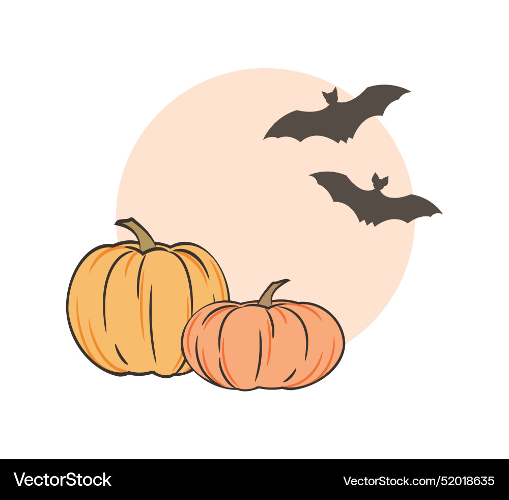 Pumpkins and bats template for text halloween Vector Image
