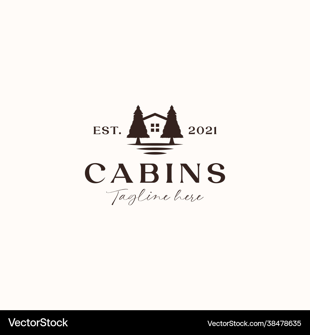 Rustic Cabin Logo Concept - Wooden & White Vector Image