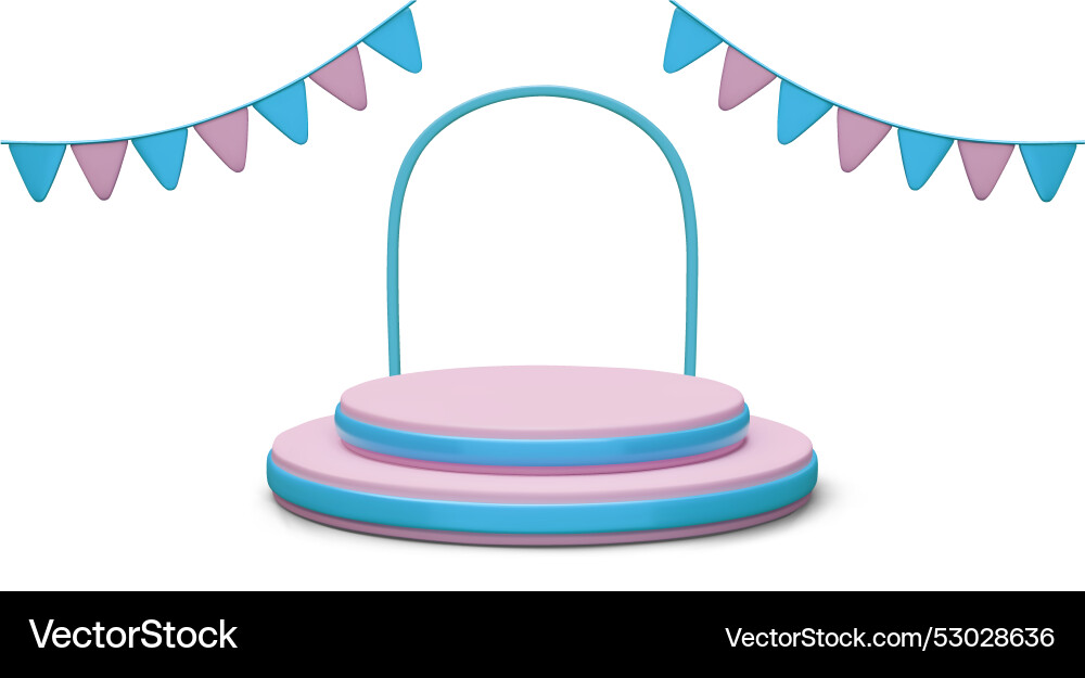 3d scene with arch strings of festive flags 3d scene with arch strings of festive flags vector image