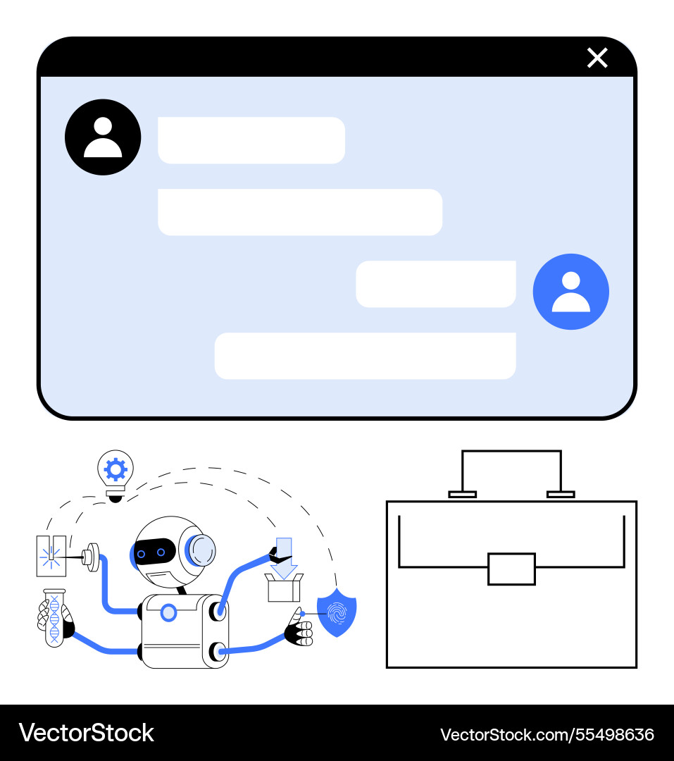 Ai chatbot interacting through interface Ai chatbot interacting through interface vector image