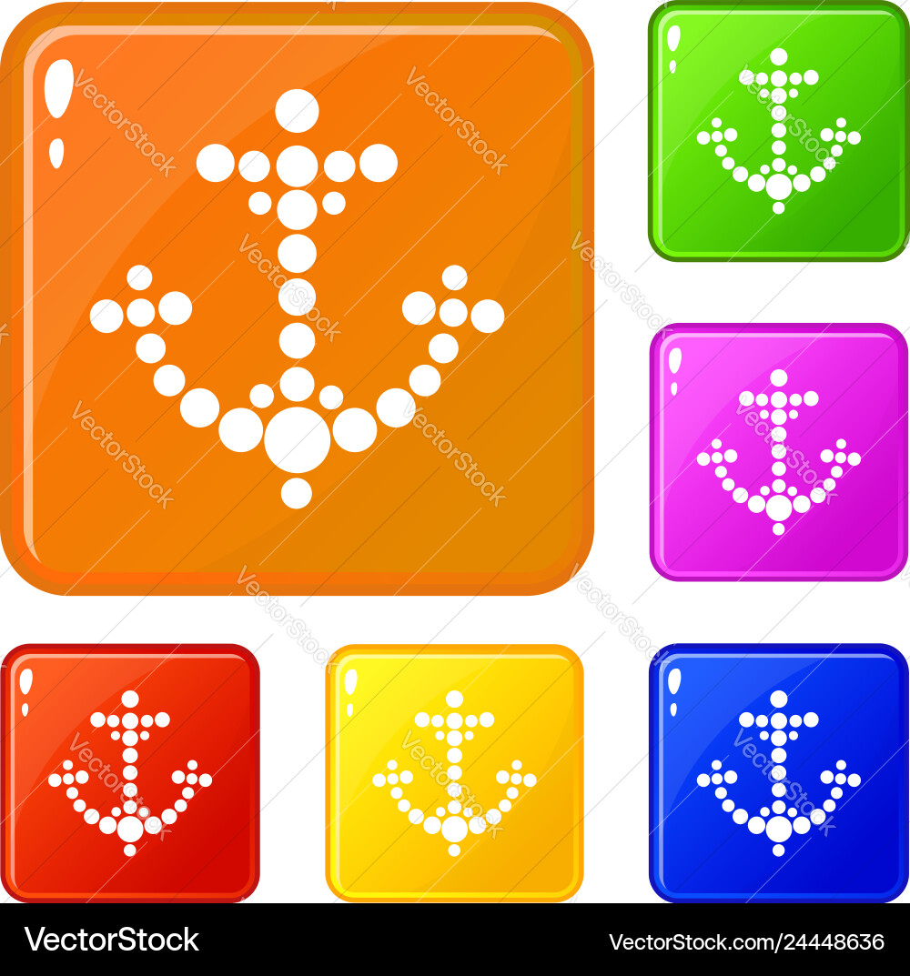 Anchor from points icons set color Anchor from points icons set color Vector Image