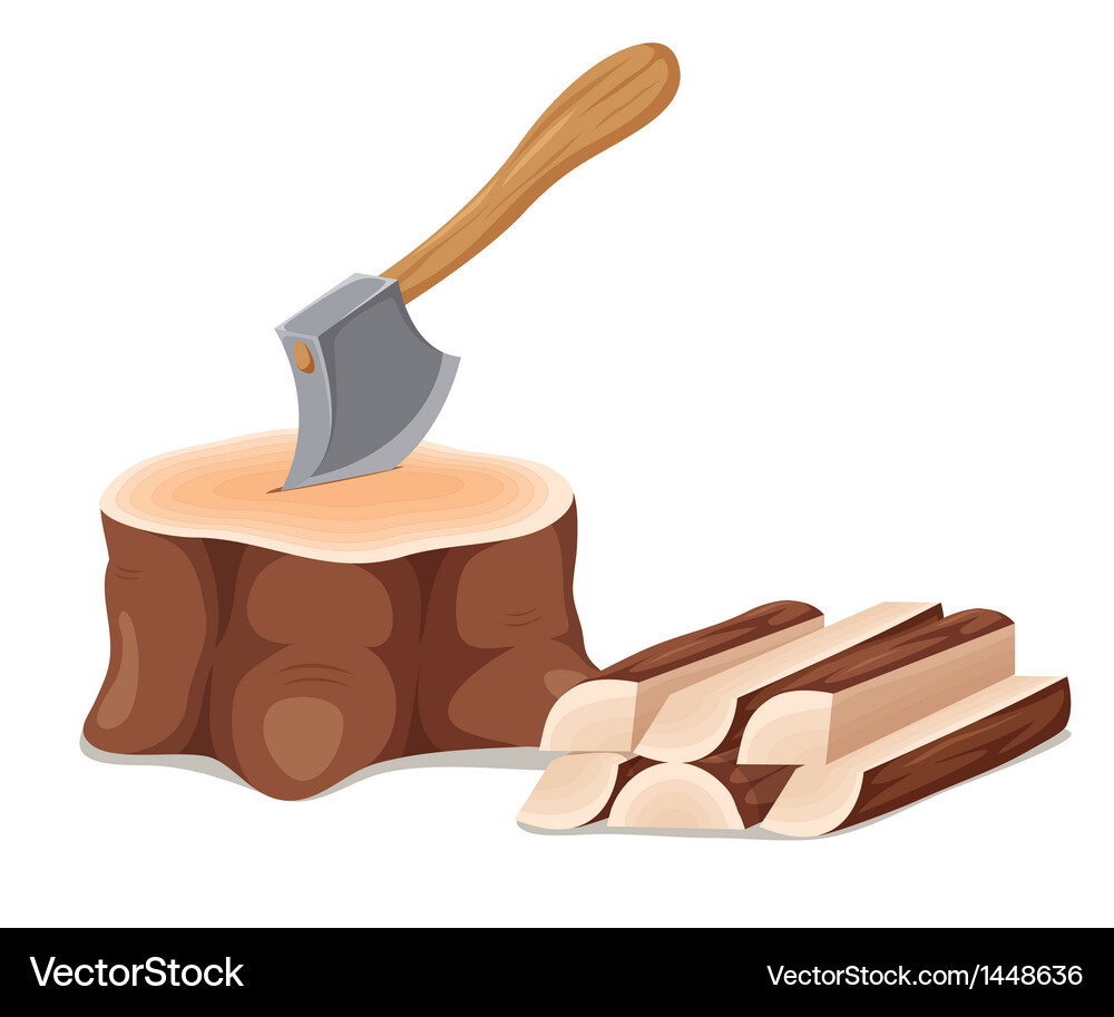 Axe and Chopping Block Vector Image