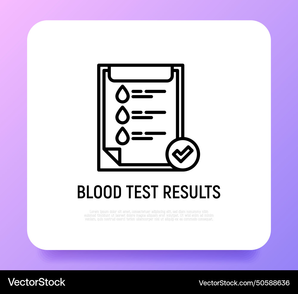 Blood test results list with drop and check Vector Image