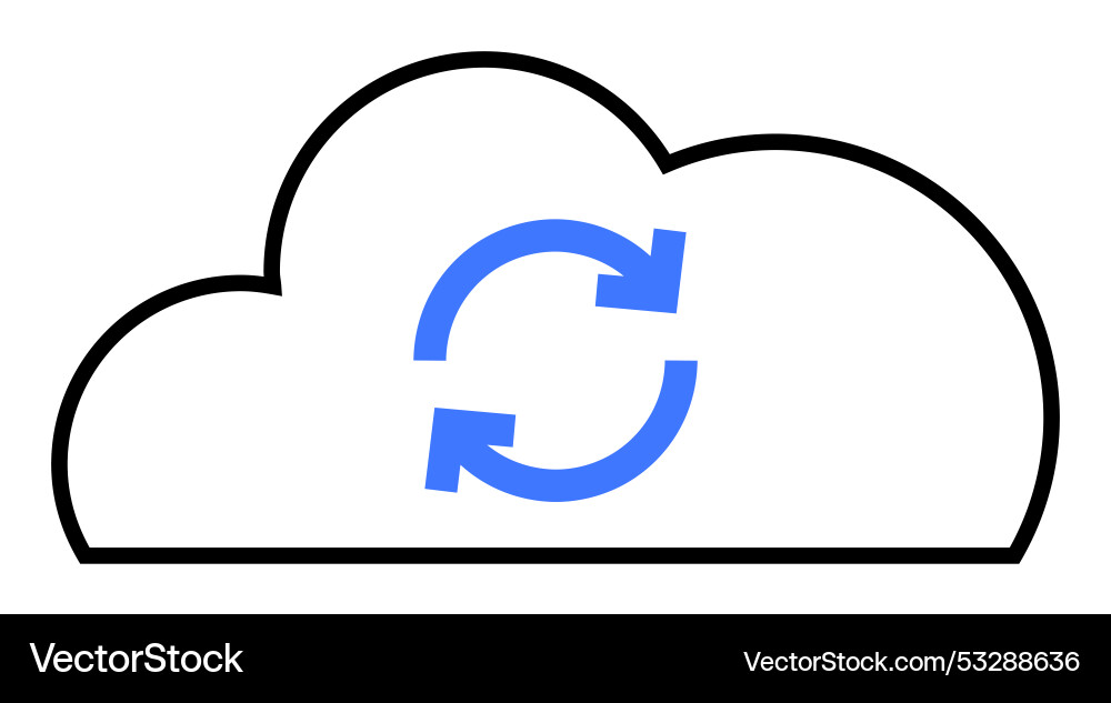 Cloud with blue synchronization arrows Cloud with blue synchronization arrows vector image