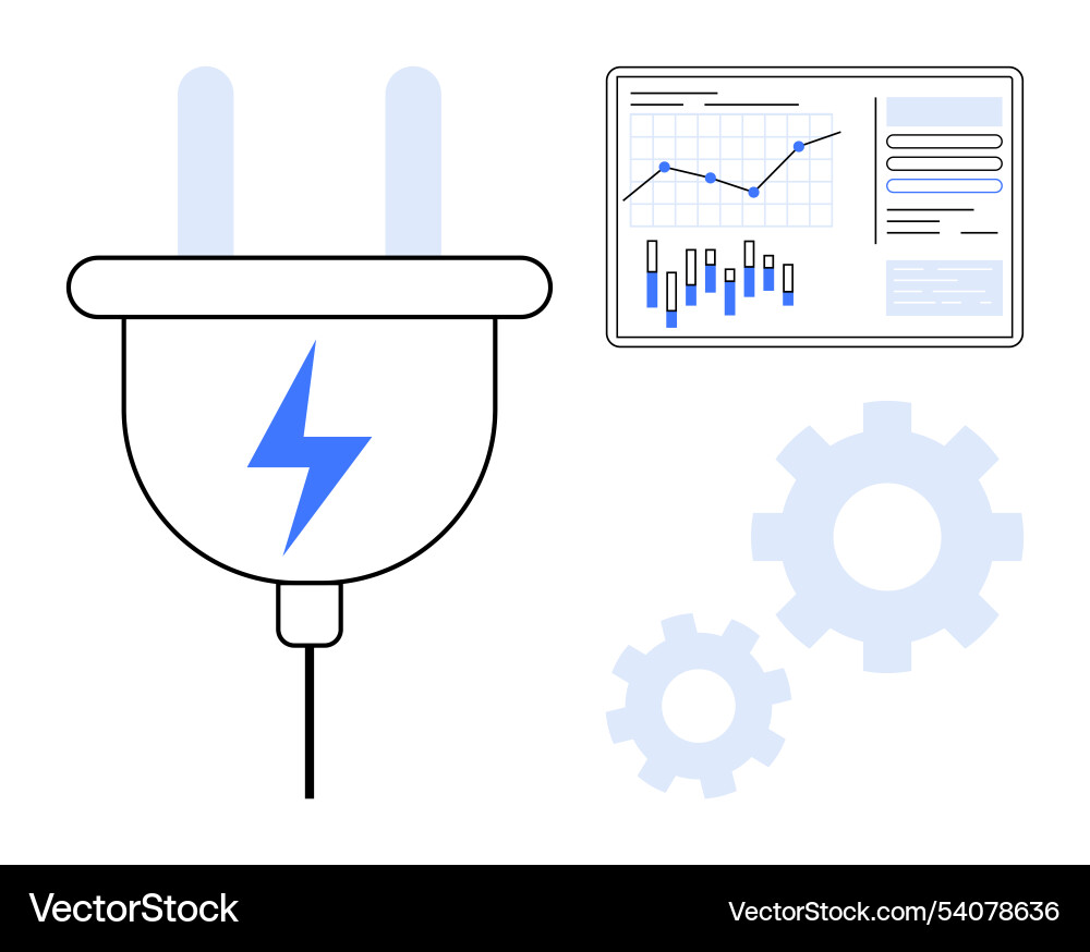 Energy plug with power symbol and data analytics Energy plug with power symbol and data analytics vector image