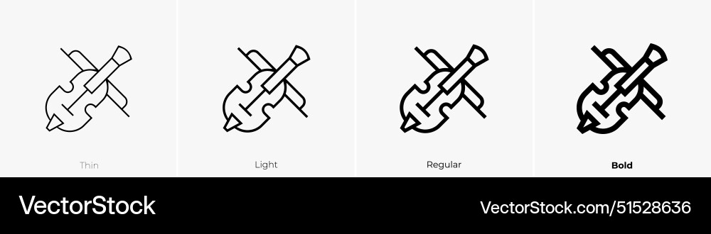 Fiddle icon thin light regular and bold style Fiddle icon thin light regular and bold style vector image