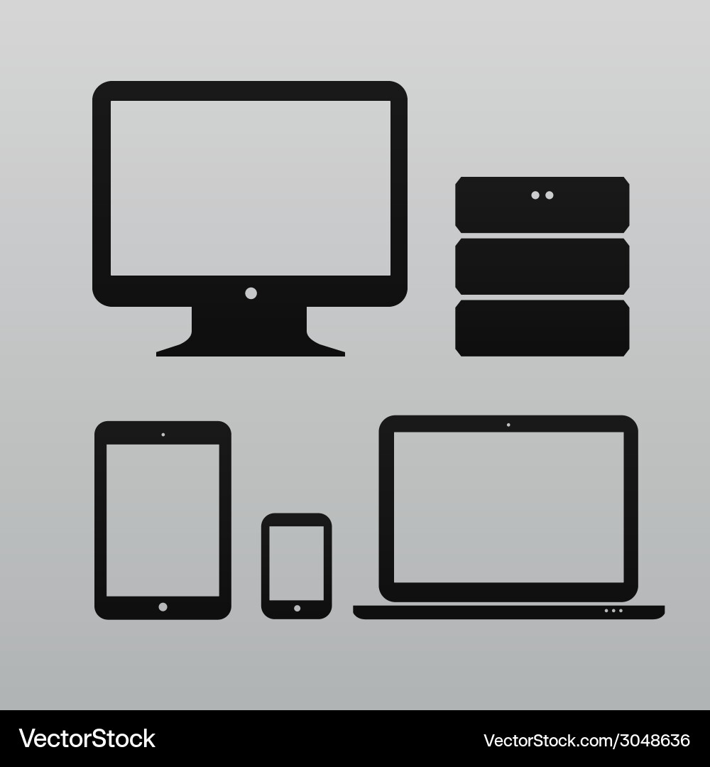 Flat design ui device icons collections on light vector image