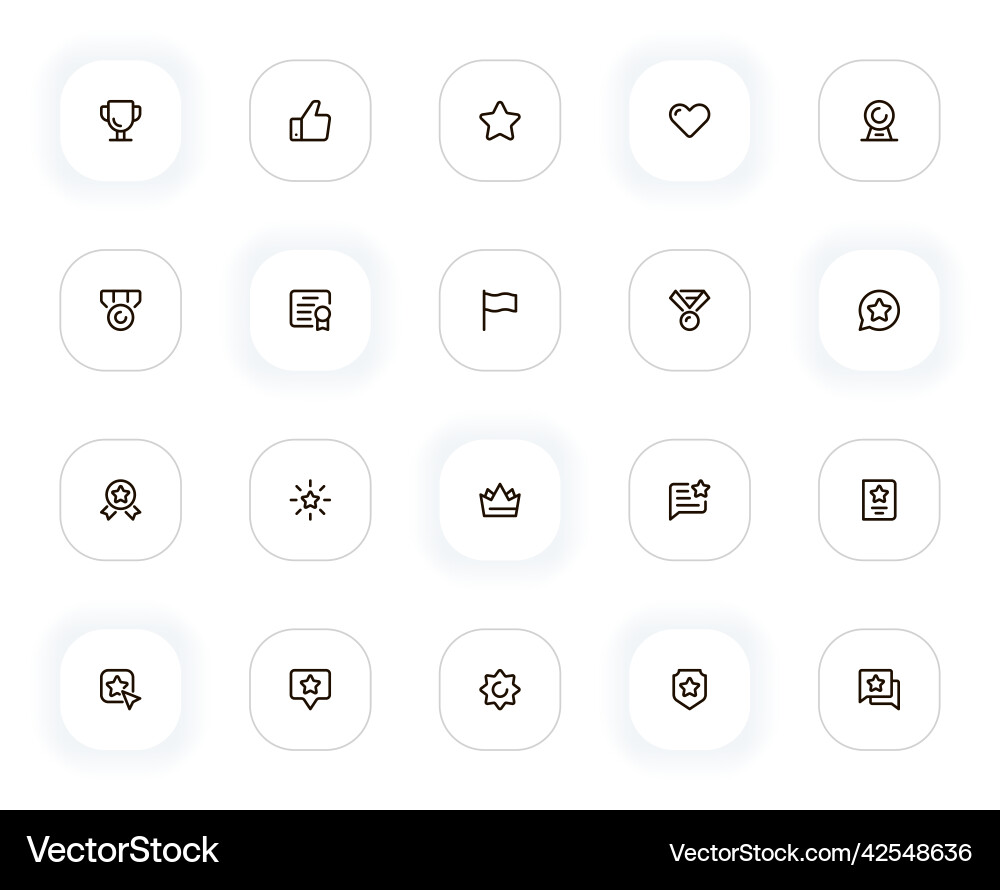 Social media rewards line icons set editable Vector Image