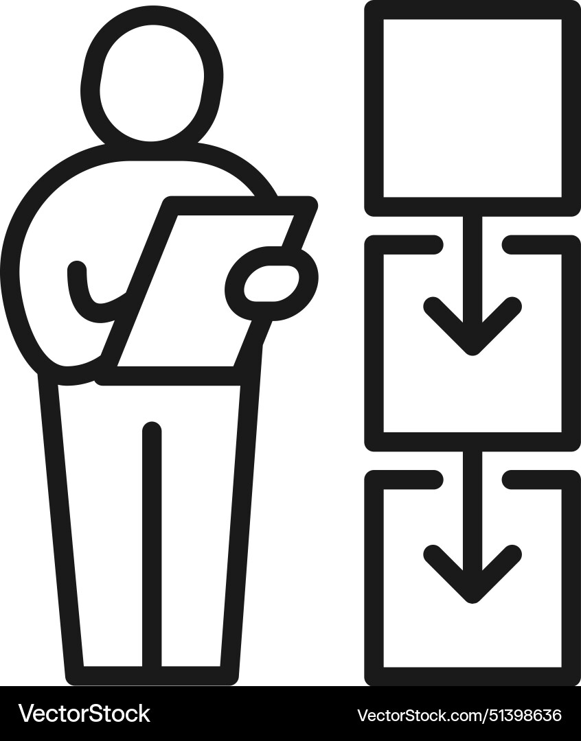 Supervisor monitoring workflow step by icon Supervisor monitoring workflow step by icon vector image