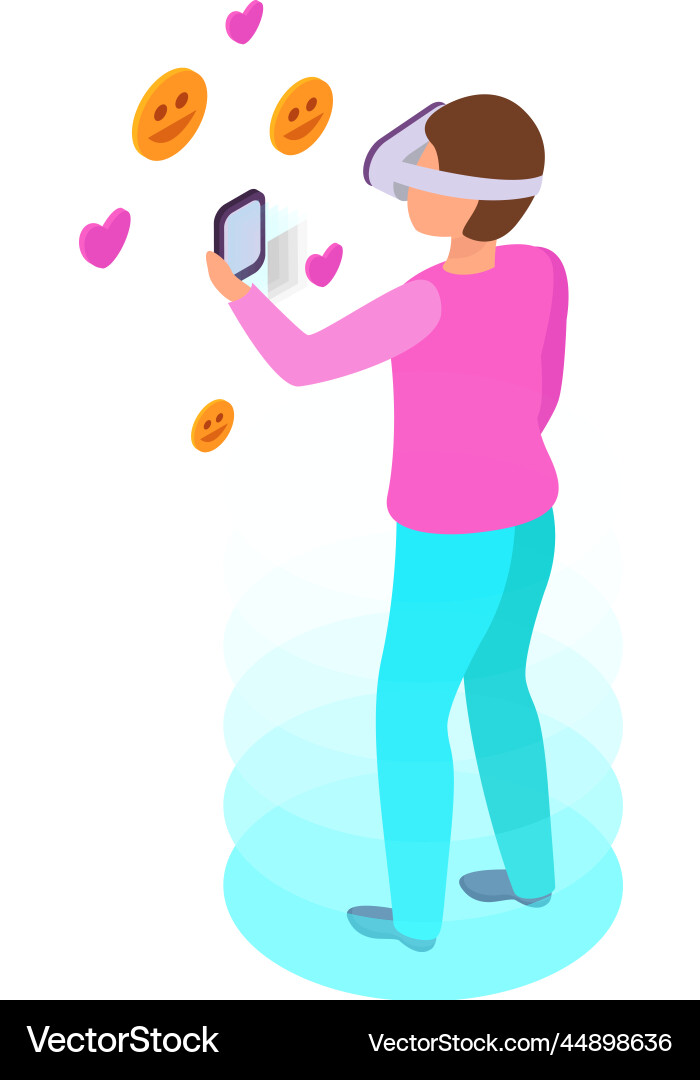 Vr likes isometric composition Vr likes isometric composition vector image