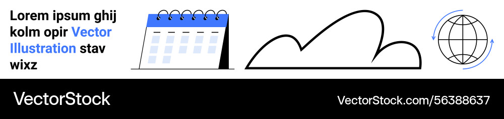 Calendar cloud and globe concept for scheduling Calendar cloud and globe concept for scheduling vector image