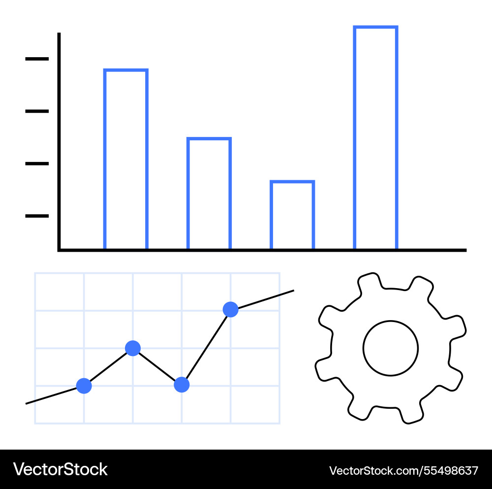 Data analytics with bar graph line chart Data analytics with bar graph line chart vector image