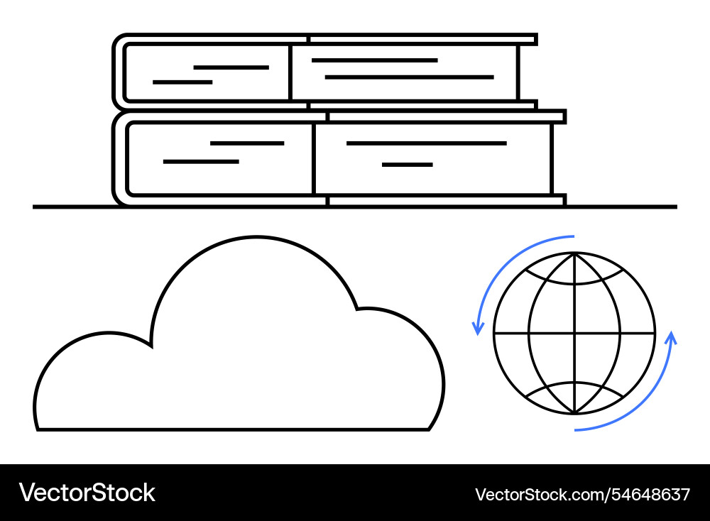 Digital learning concept with books global Digital learning concept with books global vector image