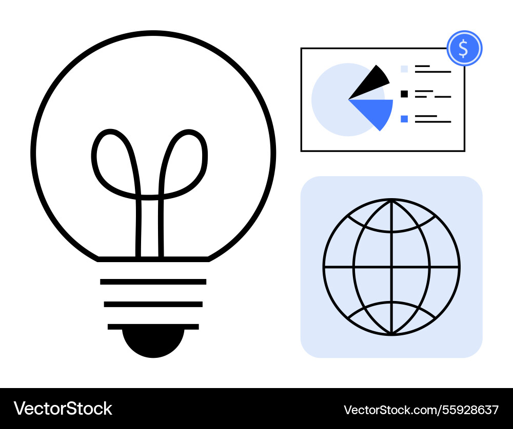 Lightbulb with globe and financial chart Lightbulb with globe and financial chart vector image