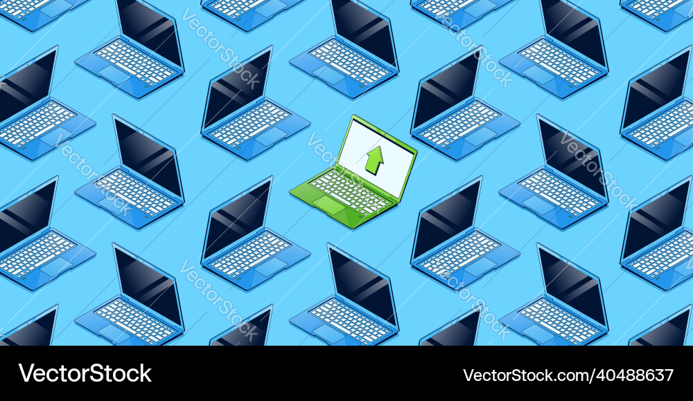 Seamless pattern with isometric modern laptops Seamless pattern with isometric modern laptops vector image