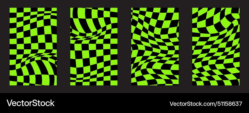 Set of distorted chessboard backgrounds Set of distorted chessboard backgrounds Vector Image