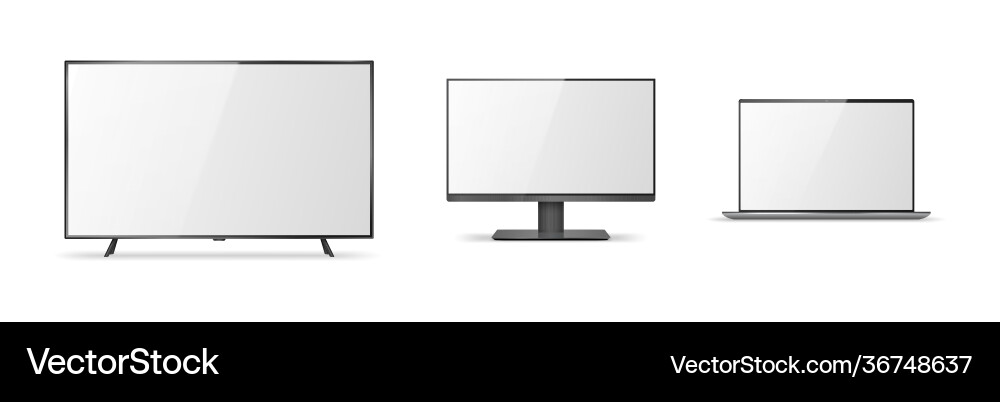 Set realistic devices mockups computer laptop Set realistic devices mockups computer laptop vector image