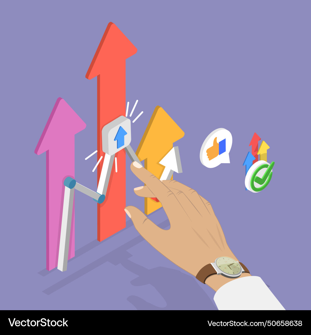 3d isometric flat of business Royalty Free Vector Image
