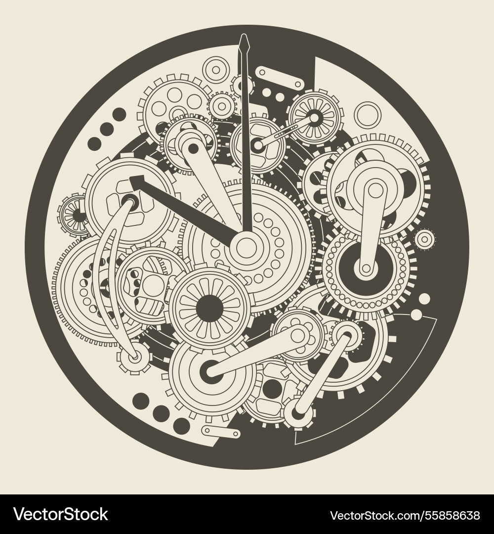 An intricate clockwork design that features vector image
