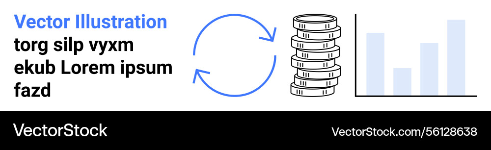 Data analysis with coin stack circular arrows vector image