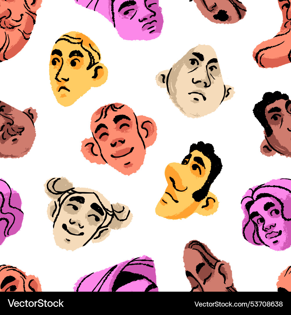 Endless background with abstract faces Endless background with abstract faces Vector Image