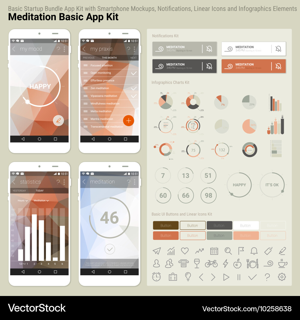 Flat design responsive ui mobile app und website Vektorbild