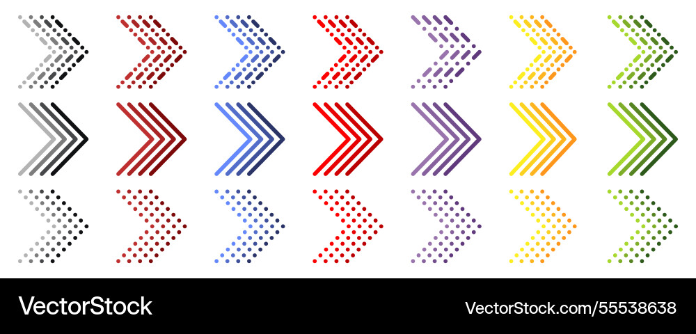 Set of different arrow colors for bullet points vector image